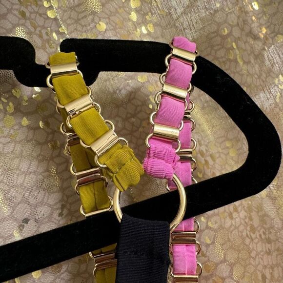 Lily Rose Paradise Black Pink Orange Yellow Gold Plated Chain Triangle Bikini To - Picture 8 of 12